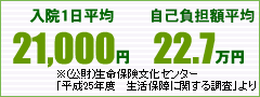 入院費1日平均21,004円入院費自己負担額22.7万円